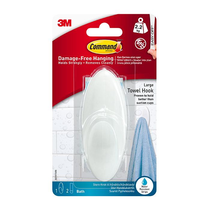 BATH17-UK Command Bathroom Large Towel Hook 2.2kg