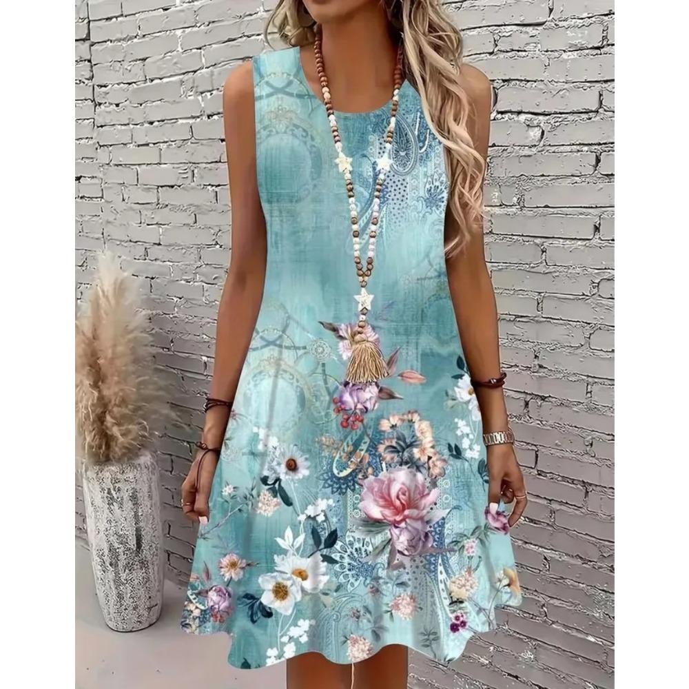 Summer Hawaii Scenery 3D Print Beach Dresses Women Loose Party Dress Sleeveless Sundress Casual Flower Tank Short Dresses 2025