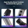 Wireless Microphones, UHF Dual Cordless Handheld Dynamic Mic with Receiver 1/4'' Plug, (160ft Range), Metal Rechargeable Karaoke Microphones
