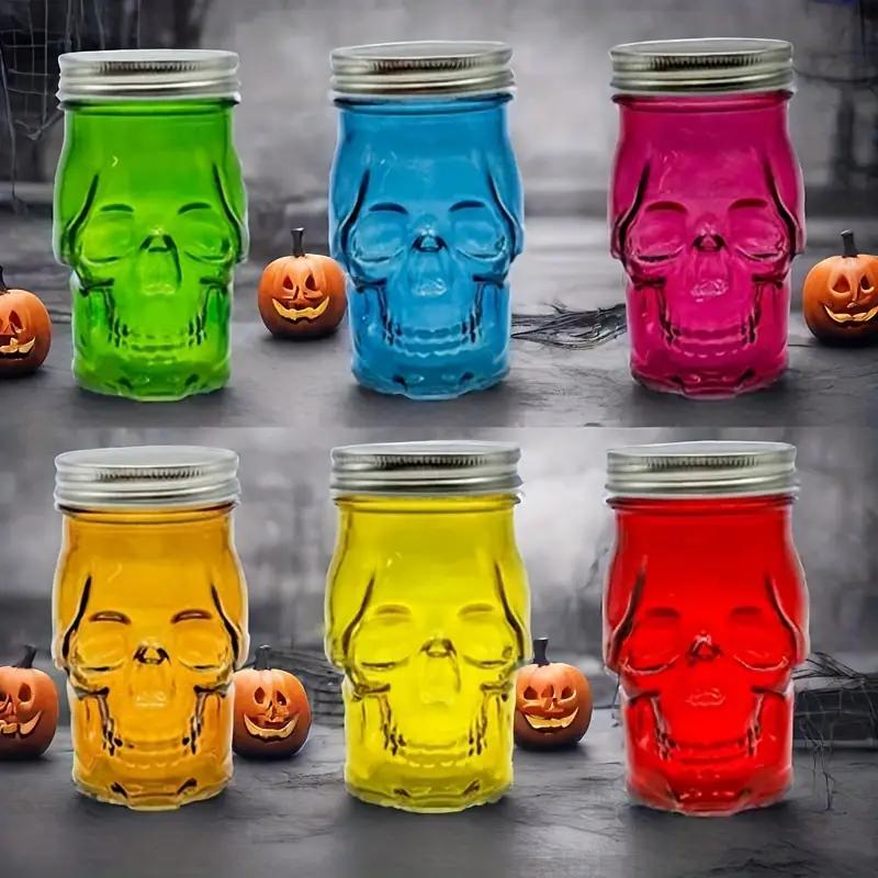6/12 Packs Halloween Transparent Skull Plastic Jars with Lids for Home Decor Figurines Collectibles Desktop Skeleton Jar