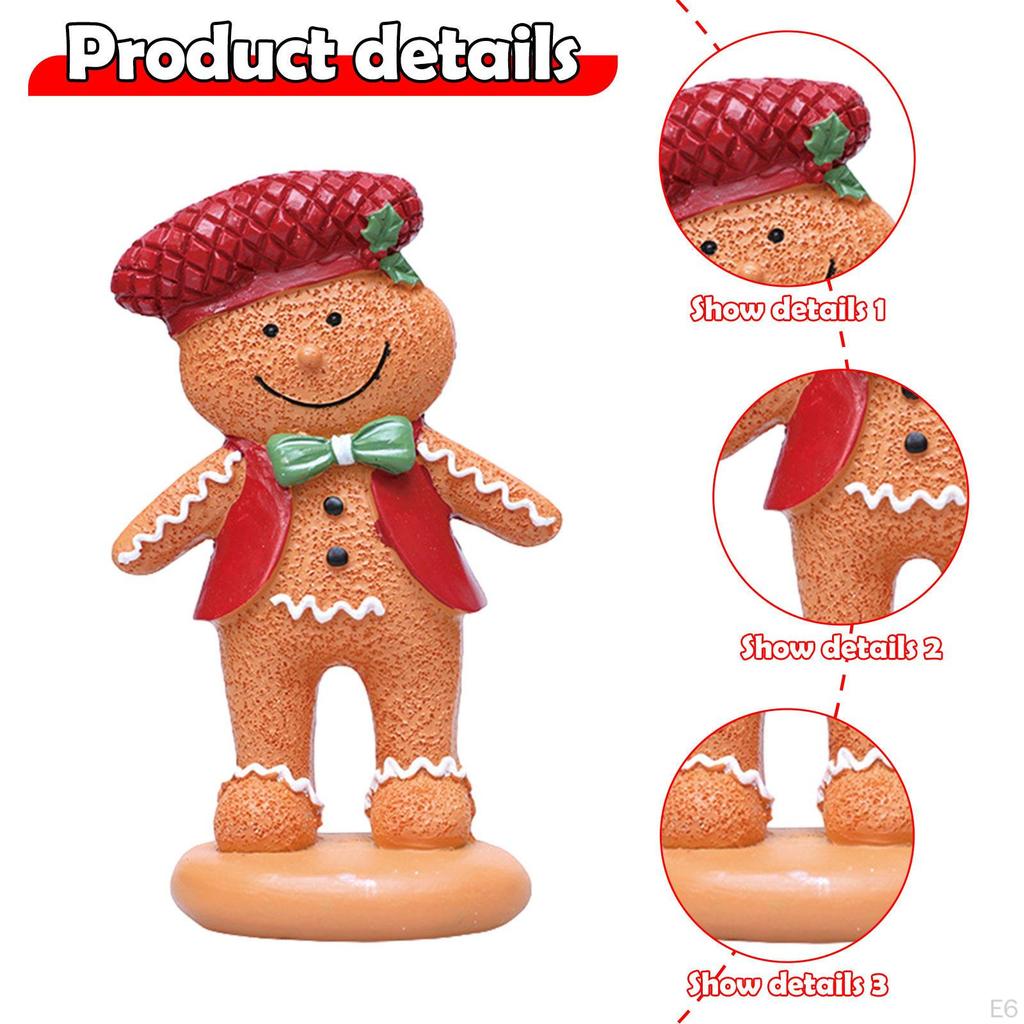 Christmas Gingerbread Decoration Ornament Cute Decorative Sculpture Resin Figurine for Mantel,