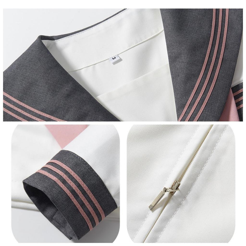 COSSA Mavi Beyazlı Orijinal Cosplay Kısa Lise Kız Ortaokul Lise Etek Büyük Beden Üniforma, Üniforma, Kollu, Üniforma, Okul, Okul,