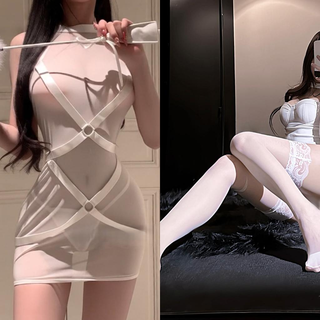 Sex underwear Sexy one-piece strap Mesh splicing Perspective temptation No pajamas Flirting Sex fun clothing New