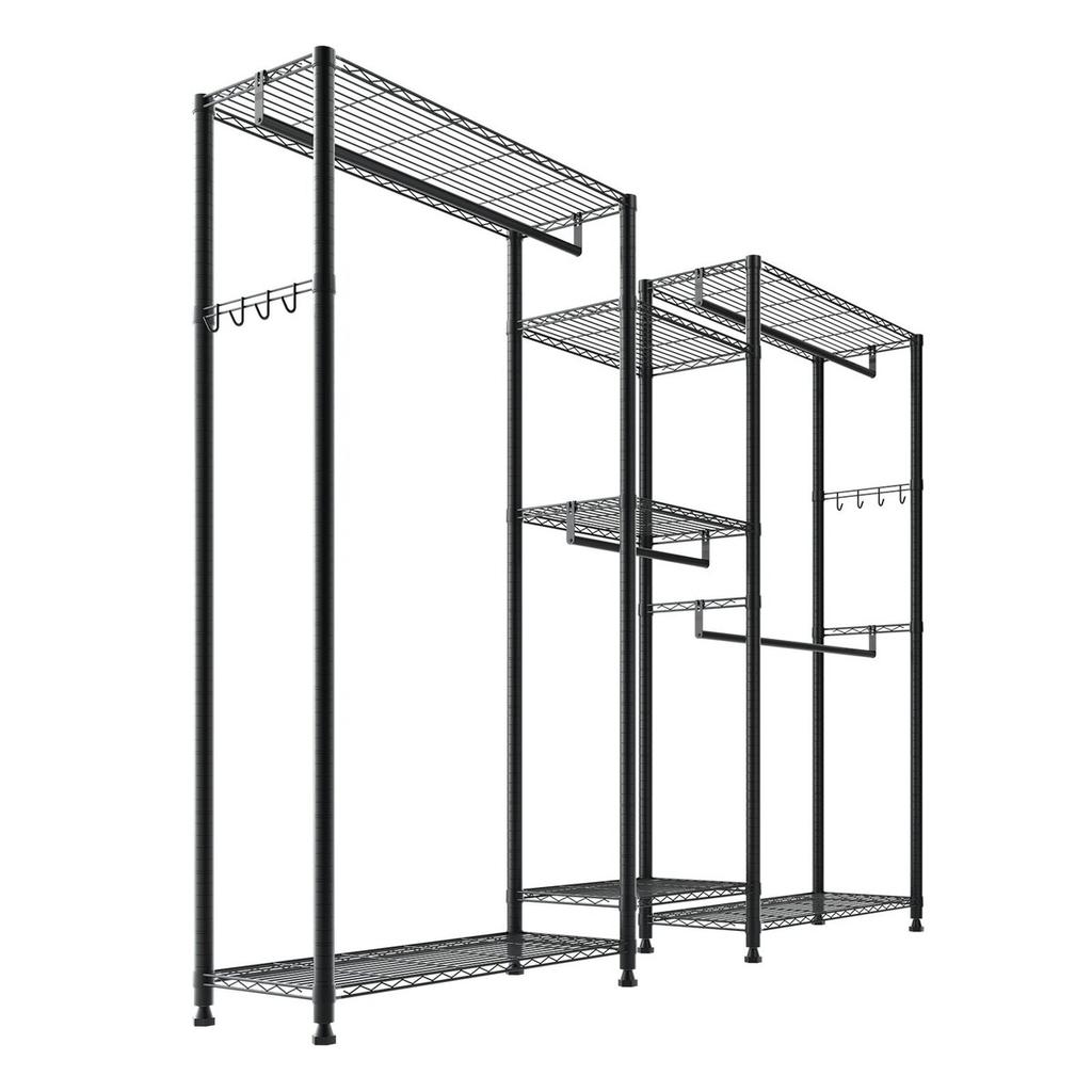 Clothing Garment Rack, Heavy Duty Closet Wardrobe, 7 Adjustable Tiers Clothes Racks with Steel Frame, 385.5 kg Load Capacity Clothes Rack with 4