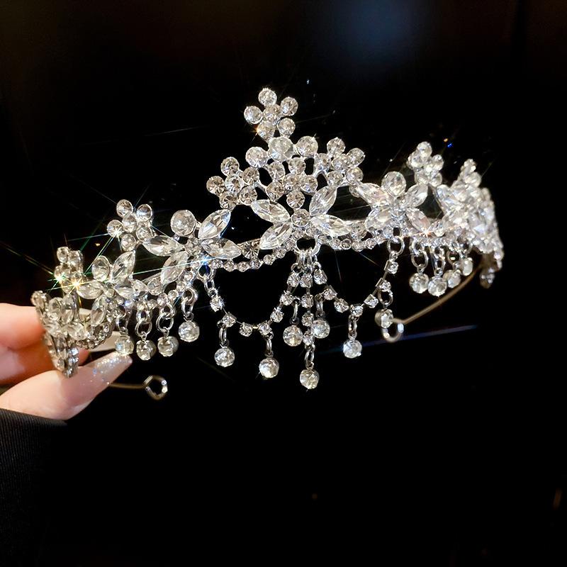 Super flash full diamond princess queen crown headband bride wedding banquet crown light luxury high-end temperament hair accessories woman
