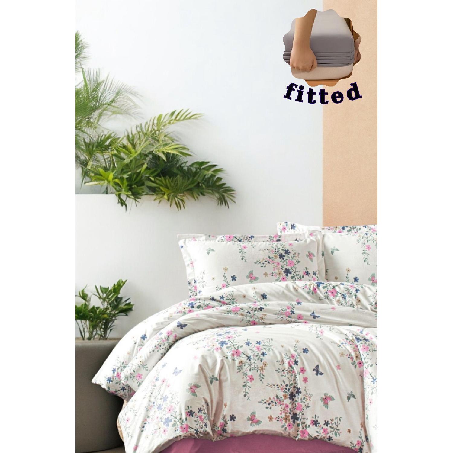 

Двойной комплект пододеяльников с эластичными простынями, 4 предмета розовый