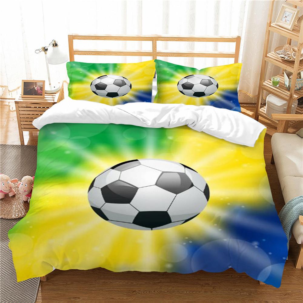 Football Printed Quilt Cover Household Bedding Set Down Quilt Cover Bedding Set Quilt Cover and Pillowcase Full Size Bedding