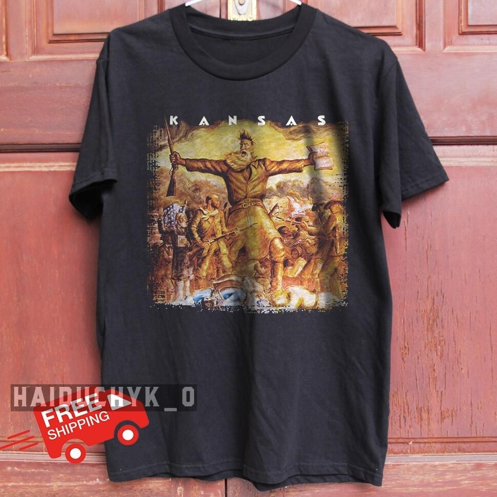 Kansas Shirt Kansas Album Retro Unisex Black T-shirt - Free Shipping Unisex T-Shirt XL