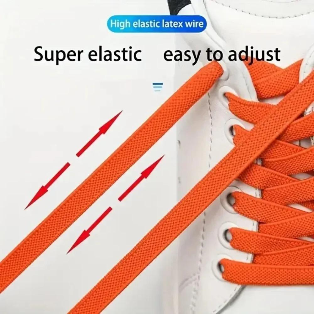 New No Tie Shoe Laces Press Lock 8MM Wide Flats Sports Running Shoe Elastic Shoe Laces Without Ties Lock for Kids Adult Shoes