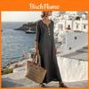 Rochie Elegantă A-Line cu Mânecă Lungă și Detalii cu Nasturi pentru Călătorii Casual și Purtare Zilnică
