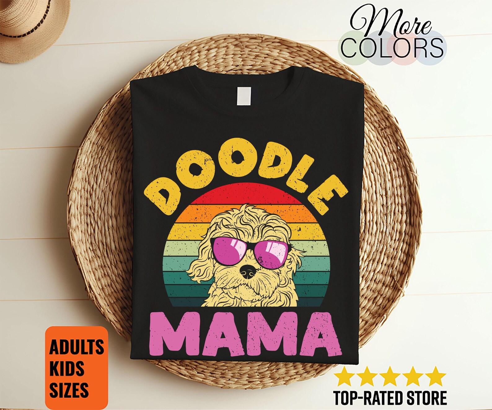 Doodle Mama Cool Vintage T-Shirt, Dog Owner Mom Mother s Day Gift, Cute Golden Goldendoodle Lover Present Dood Birthday Party Costume, 130