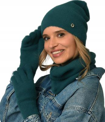 Bottle Green Women's Set Hat Scarf Neck Warmer Gloves Winter Set