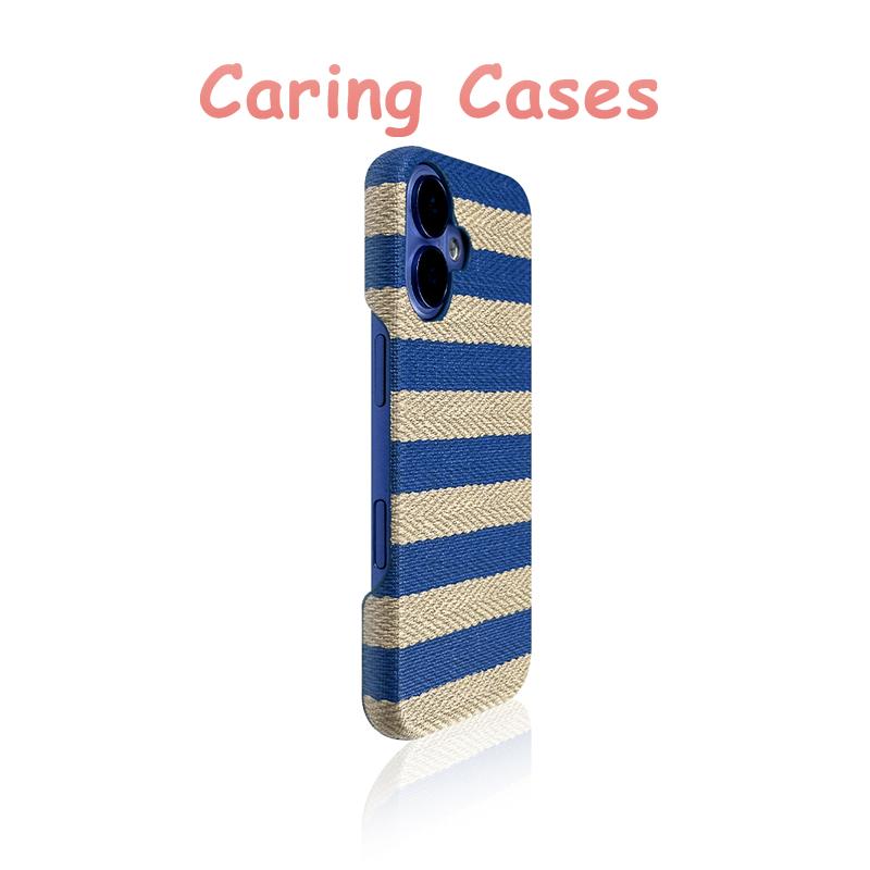 For iPhone 17 Pro Max Case Red Stripe Cloth-Texture Slim Minimalist Protective Cover Compatible with iPhone 16 15 14 13 12 11