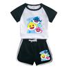 Kids' Baby Shark Summer Set 2024: Pure Cotton Cartoon T-Shirt & Shorts, Two-Piece Set