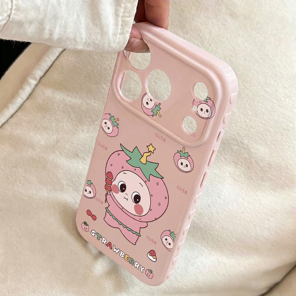 Strawberry Head Star Person for iPhone17 Apple 16promax Mobile Phone Case 15 All-inclusive 14 New 13 Women 12
