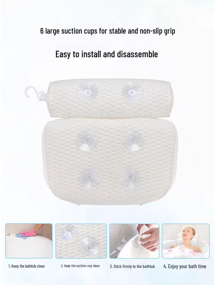 3D Mesh Rutschfestes Badewannenkissen mit Saugnäpfen - Maschinenwaschbares Badekissen und Rückenlehne.