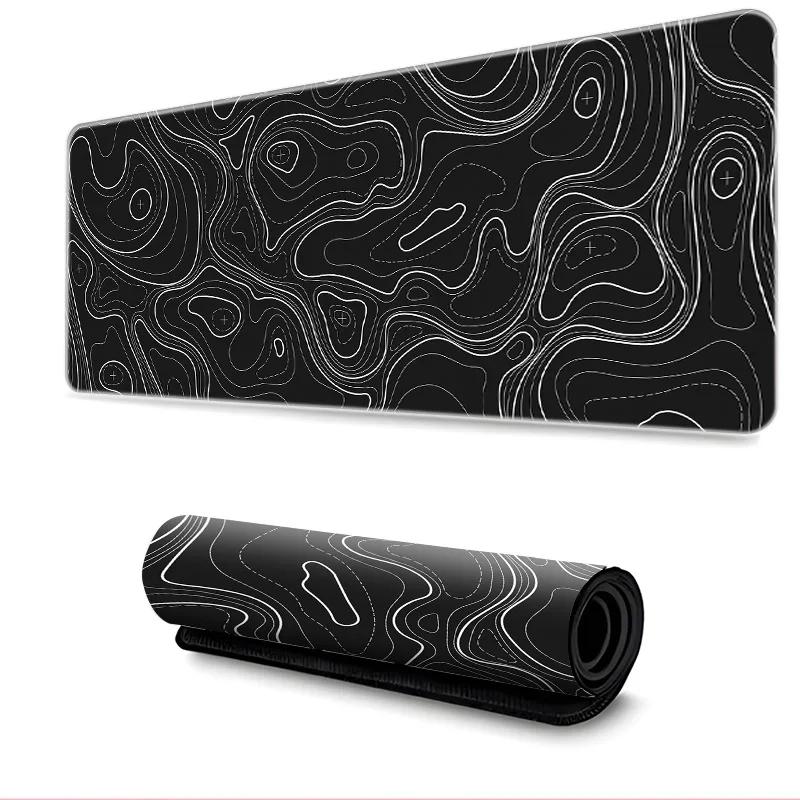 Black and White Gaming Mouse Pad Computer Laptop Keyboard Big Desk Mats Anti-slip Locking Edge Carpet 90x40cm Gaming Accessories
