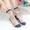 3 Pairs Women's Thin Summer Stockings Transparent Crystal Silk Long Tube Wear-resistant Cotton Sole Anti Slip Retro Ice Stockings