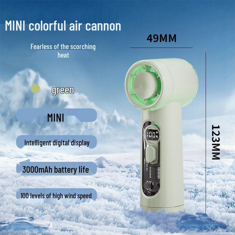 

Portable Mini High-Speed Transparent Fan with 3000mAh Battery 49*40*123*mm зелений