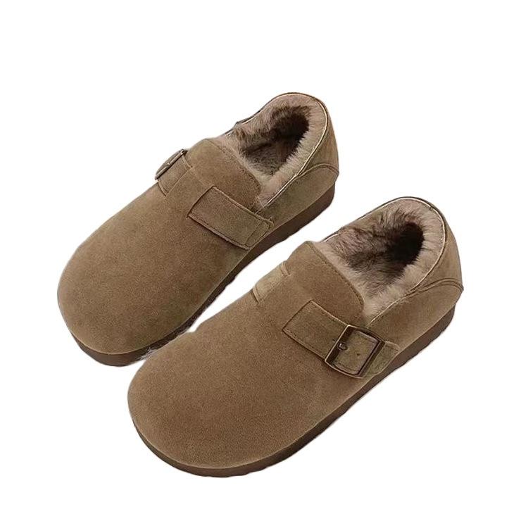 Retro thick-soled velvet Birkenstocks winter new fluffy cotton shoes thickened warm snow boots