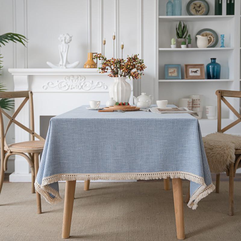 Xiaoxiang Silver Silk Tablecloth Solid Color Polyester Jacquard Fringed Rectangular Dining Table Coffee Table Tablecloth Cover Towel
