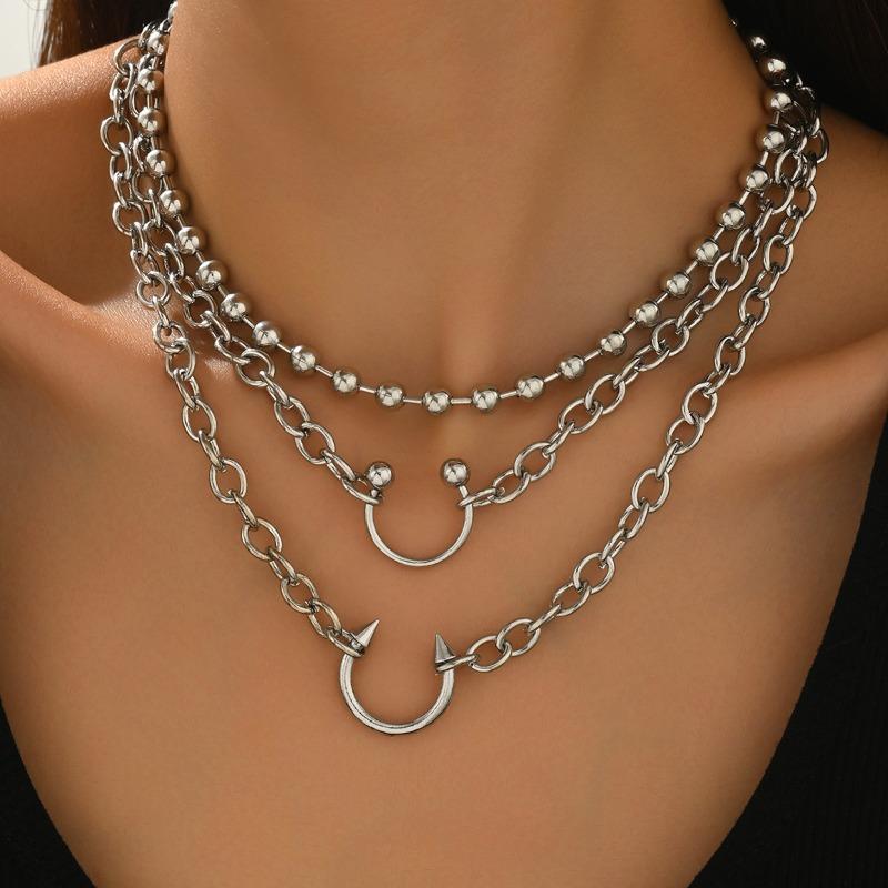 Pendants, necklaces, jewelry, hip-hop trend, niche personality, punk style, multi-layer design items.