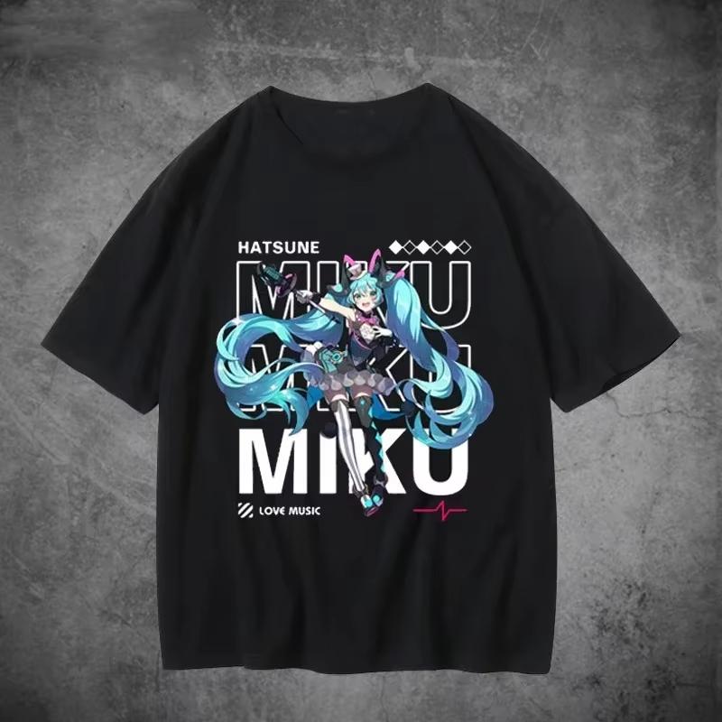 Unisex 2026 Summer Hatsune Miku Vocaloid Stage Graphic Short Sleeve Casual Anime Merch T-shirt