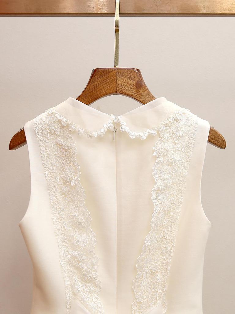 Yilizhuoya Elegant Beaded Doll Collar Lace Tie Camisole Dress for Women - Spring/Summer Collection