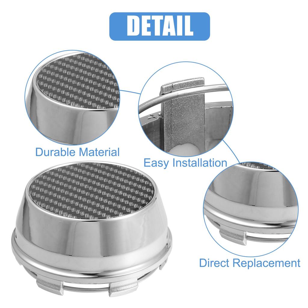 ACROPIX 4 Stück 66mm Außendurchmesser 66mm Auto Rad Reifen Mittelnabenkappe Abdeckung mit Karbonfaser Muster Aufkleber Silberfarben