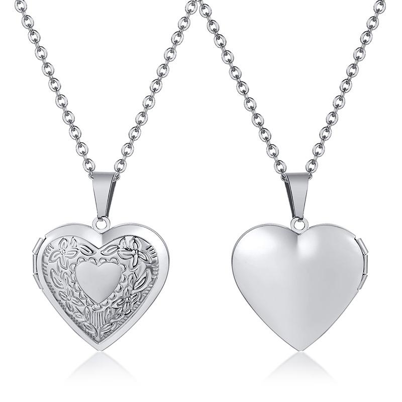 Vnox Collane Portafoto a Forma di Cuore Romantico per Donne Regali Apribili Acciaio Inossidabile Promessa Amore Souvenir Gioielli