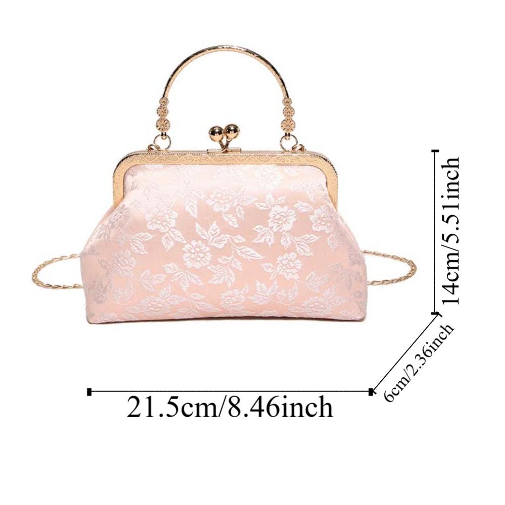 Clasp Frame Embroidery Chinese Style Handbag Purse Ladies Clutch Bag Girls