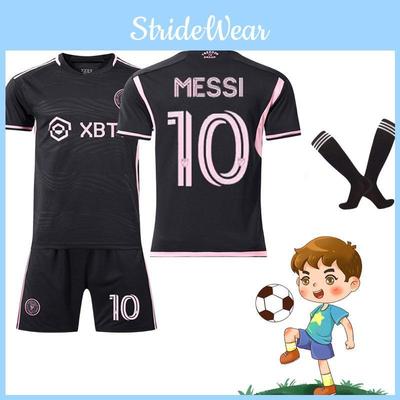 Miami Messi 10 Mls Football Jersey Kit Home Away Black Pink Polyester Fabric Includes Shirt Pants Socks