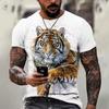 Tiger Fighting Animal Beast Fierce Lion Leopard Printed 3D T-shirt for Men Short Sleeve