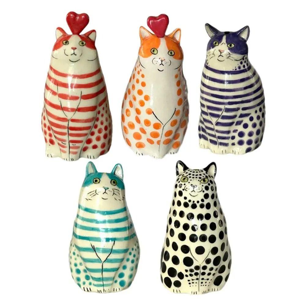 Multicolor Polka Dot Cat Vase Cute Hydroponic Flower Pot Bud Vase Resin Cat Vase  Wedding Decor