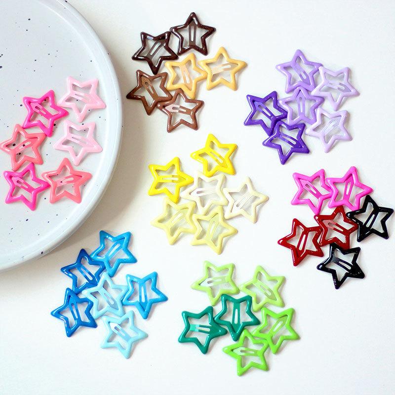 30 pièces Épingle à cheveux étoile couleur Mignon Y2k Dopamine Drip Pince Bb Pince pour frange latérale Épingle à cheveux Accessoires pour cheveux