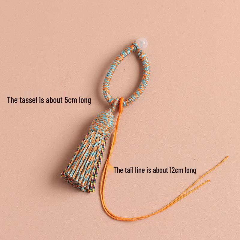 Tassel and Brocade Keychain DIY Set: Bag Accessories & Woven Rope Strap Pendant