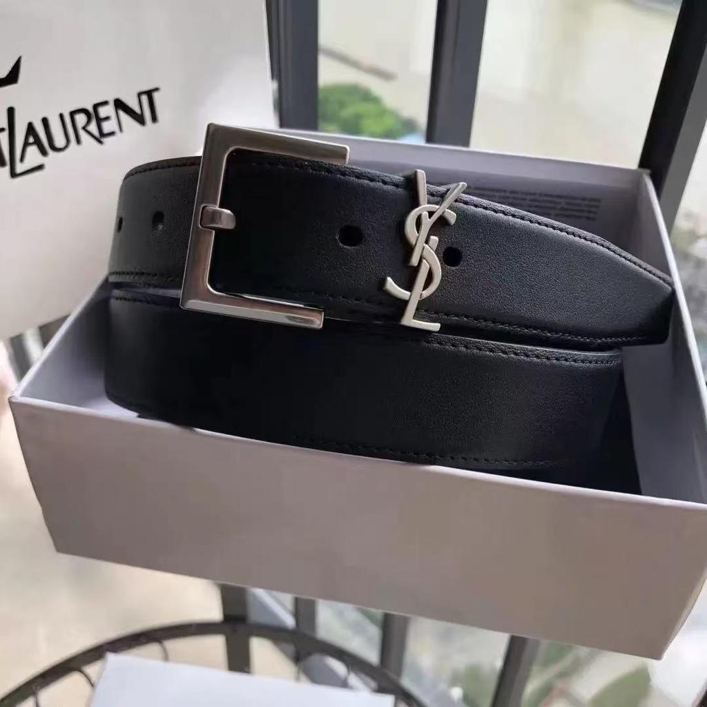 YSL Women's Classic Pin Buckle Leather Belt: Versatile, Fashionable, and Perfect for Trousers, Skirts, and Pants.