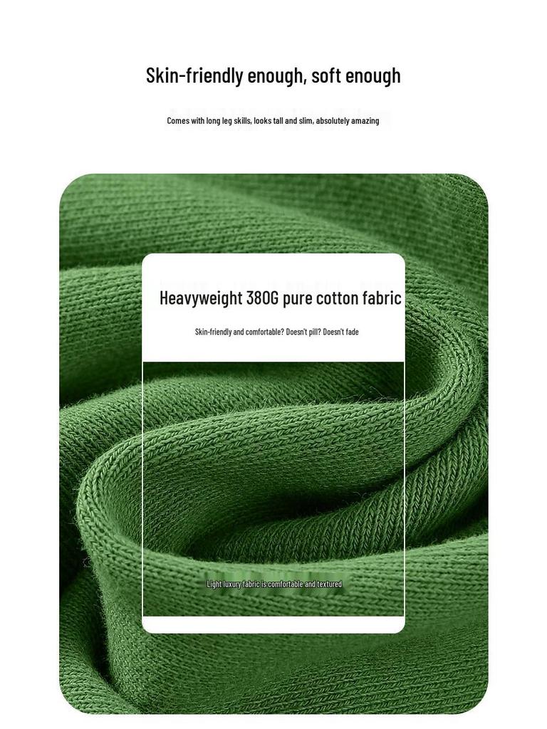 Women's Heavyweight Cotton Skinny Sweatpants - 380G, Washed, Fashion Casual, Spring/Autumn, Draping Style.