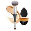 Dual-Ended Foundation & Blush Brush for Contour and Nose Shadow - Soft Hair, Black and White Design