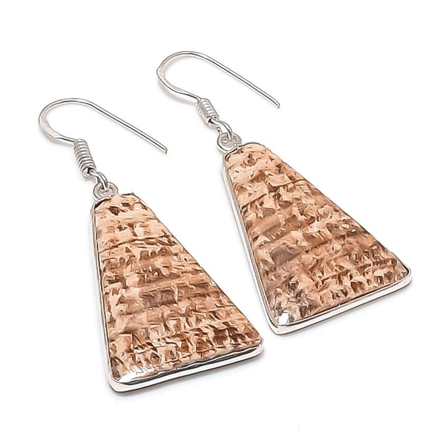 

Натуральный розовый арагонит, ручная работа, серьга из стерлингового серебра 925 пробы, 1,97 c0w58