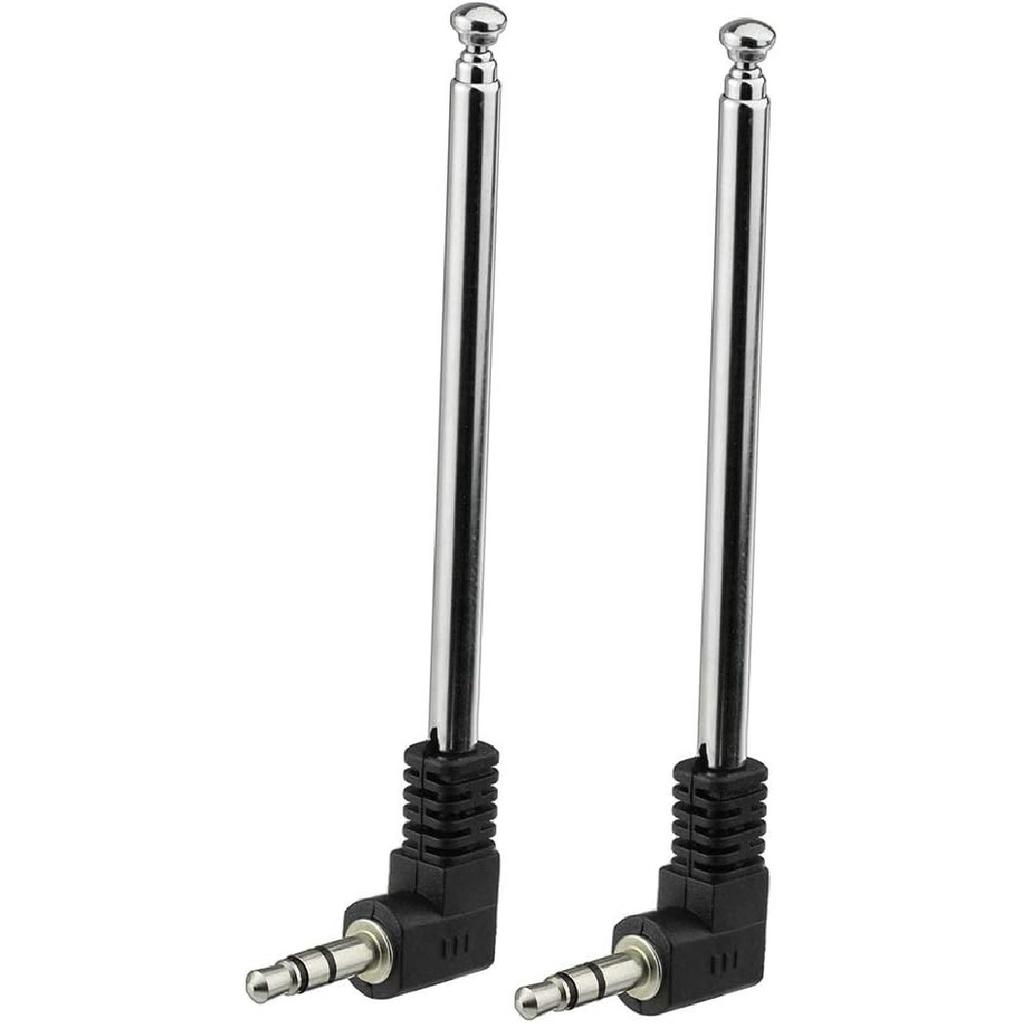 Bingfu Mini FM Radio Antenna 3.5mm Male Telescopic FM Antenna Portable 2-Pack Compatible with Indoor Stereo Receiver AV Audio Video Home Theater