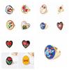 Irregular Rotundity Enamel Flower Ethnic Style Ring Heart-shaped Pastoral Flower Heart Ring Gift