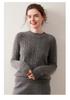 Women's Seven-Stitch Round Neck Cashmere Sweater - Solid Color Pullover, Elegant & Casual Long Sleeve Warm Base Layer