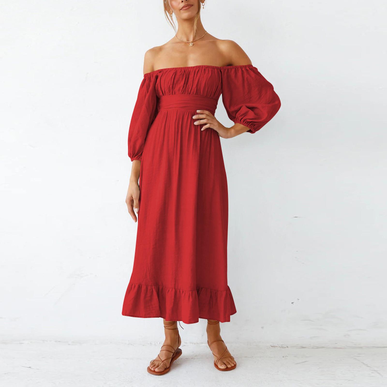 

Женское художественное высококачественное платье с квадратным воротником и рукавами-бабочками на спине L красный