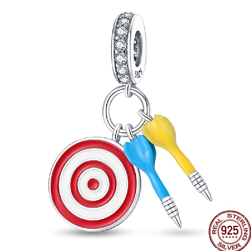 American Sports Series Copper Badminton Baseball Football Pendant Beads Suitable For 3Mm Original Bracelet Diy