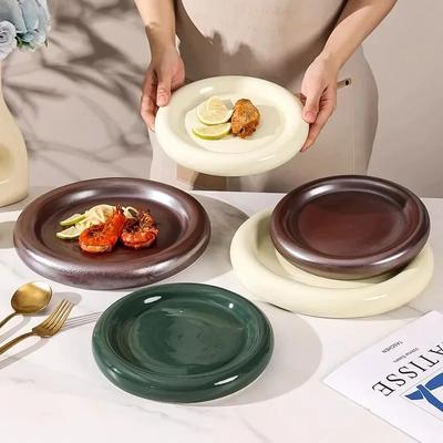 Talerz na ciasto w kształcie pączków w jednolitym kolorze, Kreatywny ceramiczny talerz na stek, Talerz deserowy, Talerzyki na sałatkę, Talerzyki na sushi, Restauracyjna zastawa stołowa do ekspozycji