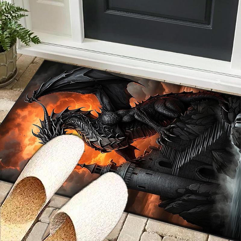 Fiery Dragon Artwork Office Rug Chair Mat, Entryway Carpet, Suitable for Front Door, Bedroom, Living Room, Desk, Holiday Gift