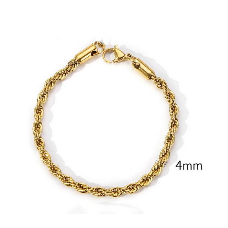 Fashion Titanium Steel Spiral Hemp Rope Twisted Chain Couple Bracelet with Lobster Clasp - Multi-Size Hip Hop Trend