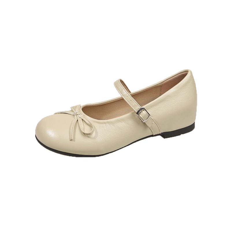 Elegant Women Shoes 2025 Mary Janes Women's Flats Daily Dress Ladies Bow Tie Shallow Buckle Strap Soft Bottom Outdoor Flat Pumps