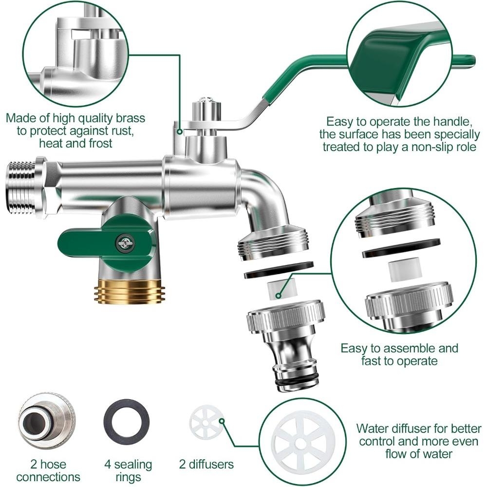 Garden Hose Brass Tap Faucet Adapter 1/2'' IBC Water Tank Connector 2-Way 1-Way Irrigation Joint Replacement Fitting Ball Valve